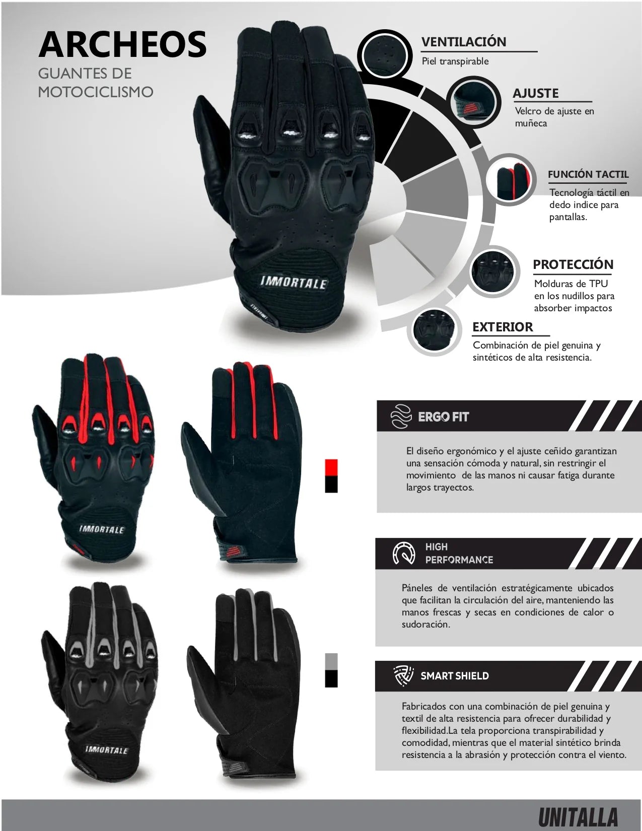 GUANTES IMMORTALE ARCHEOS ROJO | SKU: IMARCRJ-#
