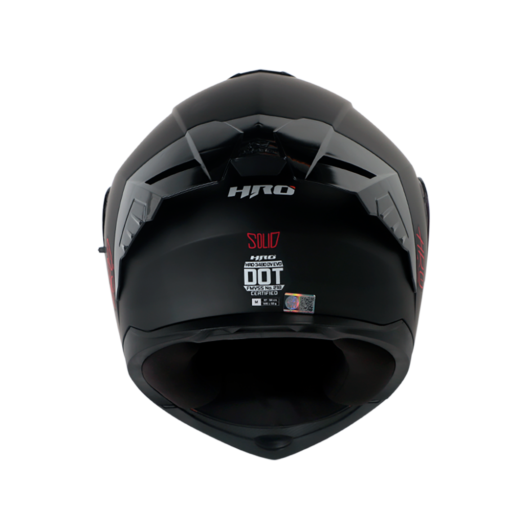 CASCO HRO 3480DV EVO SOLID NEGRO MATE VISOR ROJO | SKU: H3480EVSONERO-#
