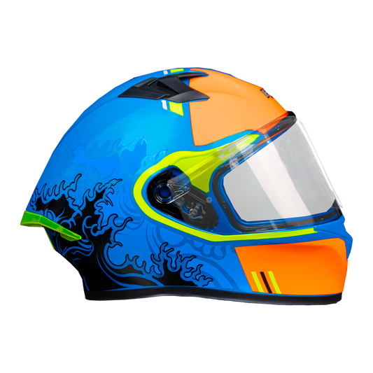 CASCO HRO 523DV HOKUSAI | AZUL/NARANJA VISOR TR | SKU: HRO-523-HOKUSAIAZ-#