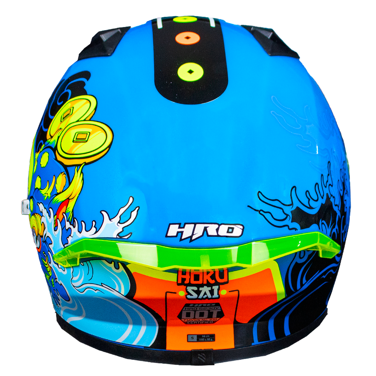 CASCO HRO 523DV HOKUSAI | AZUL/NARANJA VISOR TR | SKU: HRO-523-HOKUSAIAZ-#