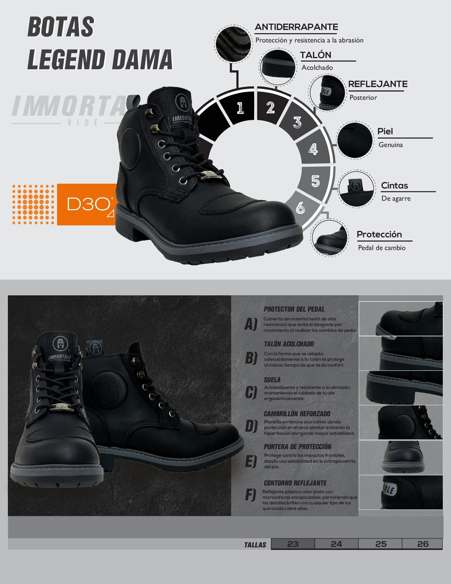 BOTA LEGEND DAMA BROS | NEGRA | SKU: BRLEGNEGM-#