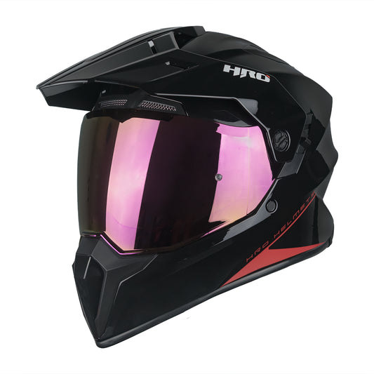 CASCO MX340 DV SOLIDO NEGRO BRILLO VISOR ROJO IRIDIUM SKU: HMX340SOBNERO-#