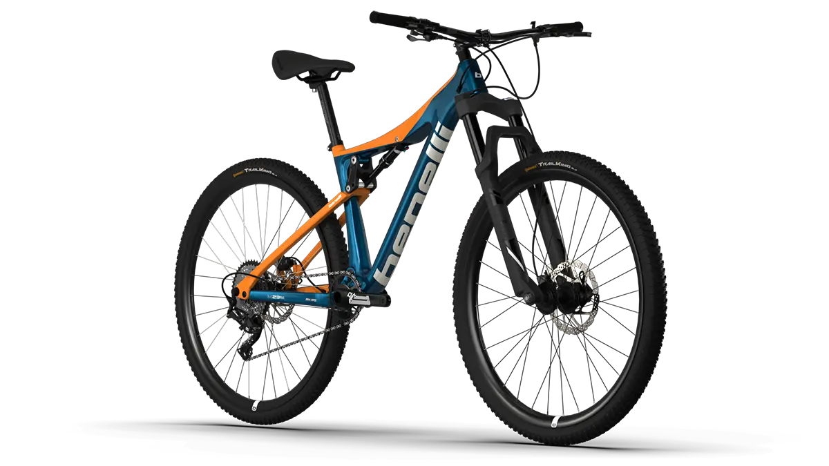 Bicicleta Benelli M23 3.0 PRO CARB 29 FS | BLUE ORANGE WHITE | SKU: BBM234PRCB29FORWHM