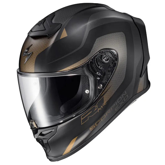 CASCO SCORPION EXO EXO-R1 AIR FULL FACE HELMET HIVE GOLD/BLACK | SKU: 75-2348#