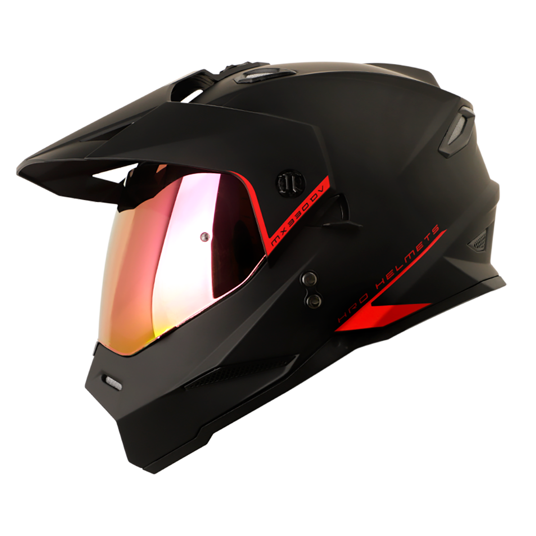 CASCO HRO MX330 SOLIDO NEGRO VISOR ROJO IRIDIUM  SKU:HROMX330SONGRO-#