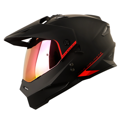 CASCO HRO MX330 SOLIDO NEGRO VISOR ROJO IRIDIUM  SKU:HROMX330SONGRO-#