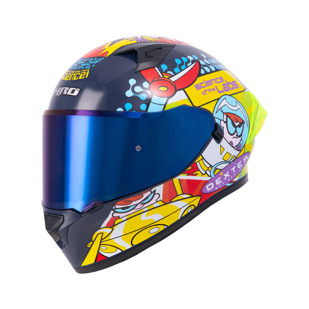 CASCO HRO 523 DV DEXTER AZUL MARINO-ROJO BRILLO SKU: H523DEXAMROB-#