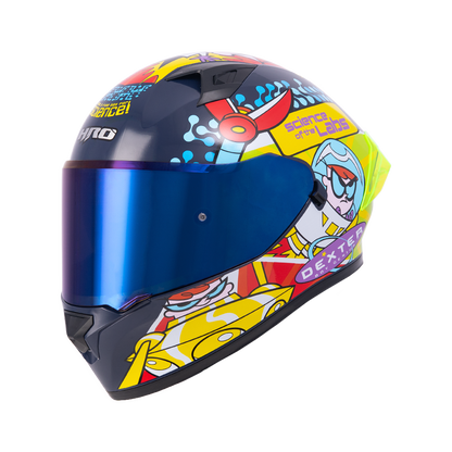 CASCO HRO 523 DV DEXTER AZUL MARINO-ROJO BRILLO SKU: H523DEXAMROB-#