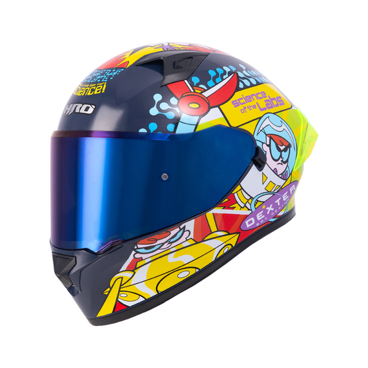 CASCO HRO 523 DV DEXTER AZUL MARINO-ROJO BRILLO SKU: H523DEXAMROB-#