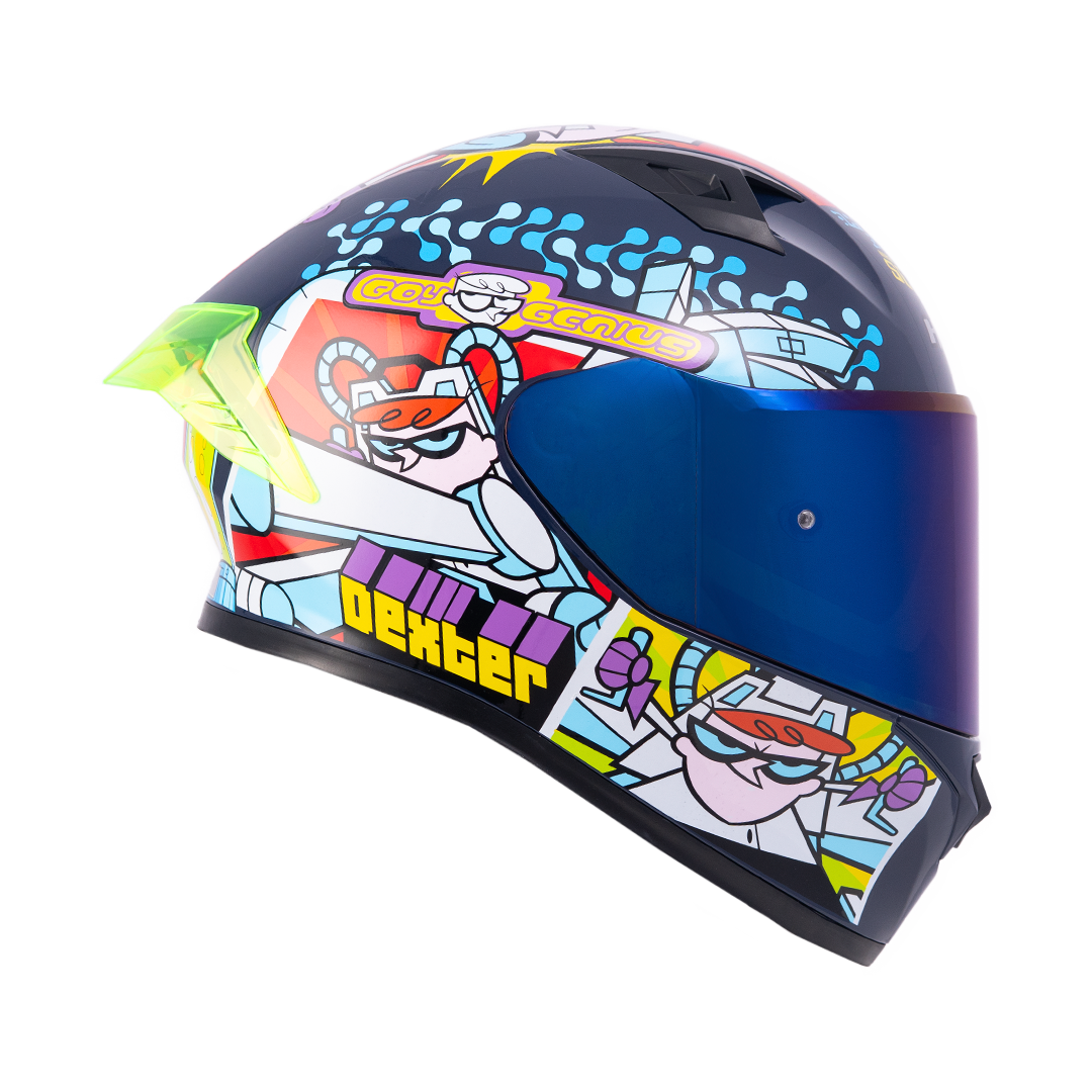 CASCO HRO 523 DV DEXTER AZUL MARINO-ROJO BRILLO SKU: H523DEXAMROB-#