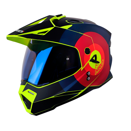CASCO HRO MX330 WRITTER AMARILLO/AZUL-VISOR OSCURO SKU:HROMX330WRAMAO-#