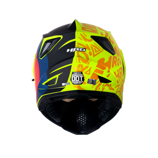 CASCO HRO MX330 WRITTER AMARILLO/AZUL-VISOR OSCURO SKU:HROMX330WRAMAO-#