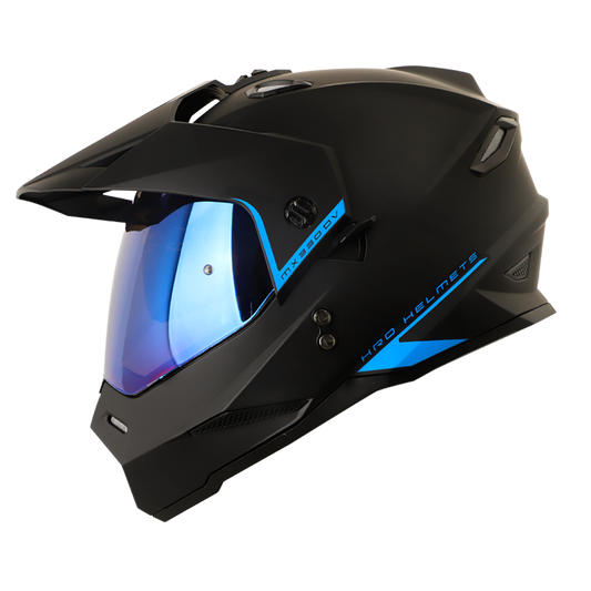 CASCO HRO MX330 SOLIDO NEGRO VISOR AZUL IRIDIUM SKU: HROMX330SONGAZ-#