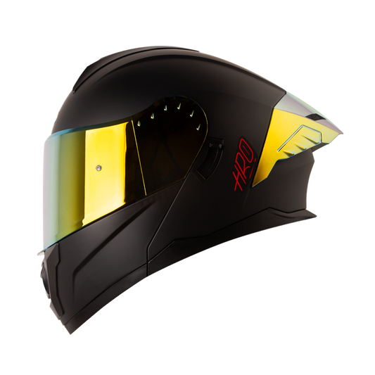 CASCO HRO 3480DV EVO SOLID NEGRO VISOR ORO SPOILER ORO | SKU: H3480EVSOOROR-#