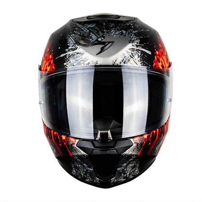CASCO SCORPION EXO-391 WOLF MATT BLACK - SILVER - RED SKU: 139-516-24-0#