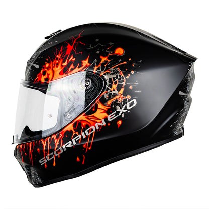 CASCO SCORPION EXO-391 WOLF MATT BLACK - SILVER - RED SKU: 139-516-24-0#