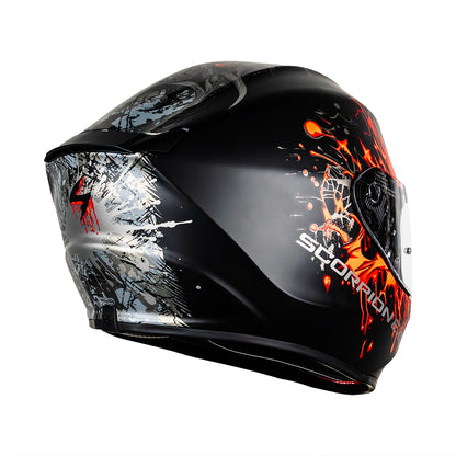 CASCO SCORPION EXO-391 WOLF MATT BLACK - SILVER - RED SKU: 139-516-24-0#