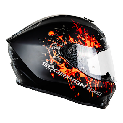 CASCO SCORPION EXO-391 WOLF MATT BLACK - SILVER - RED SKU: 139-516-24-0#