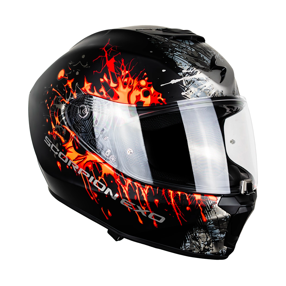 CASCO SCORPION EXO-391 WOLF MATT BLACK - SILVER - RED SKU: 139-516-24-0#