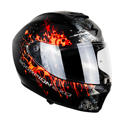 CASCO SCORPION EXO-391 WOLF MATT BLACK - SILVER - RED SKU: 139-516-24-0#