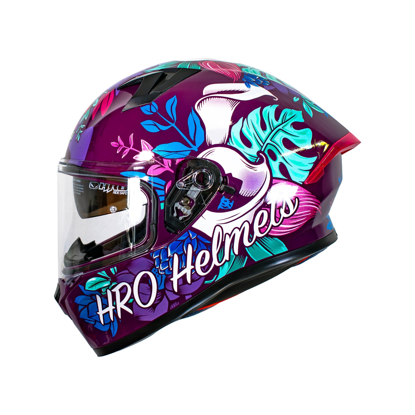 CASCO HRO 523DV FLOWERIST | PURPURA / FUCSIA VISOR TRAN | SKU: HRO-523-FLOWERFU-#