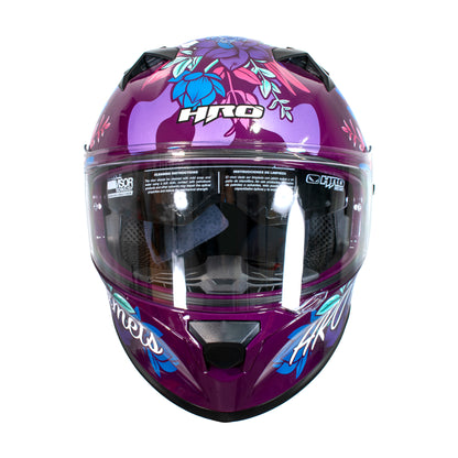 CASCO HRO 523DV FLOWERIST | PURPURA / FUCSIA VISOR TRAN | SKU: HRO-523-FLOWERFU-#