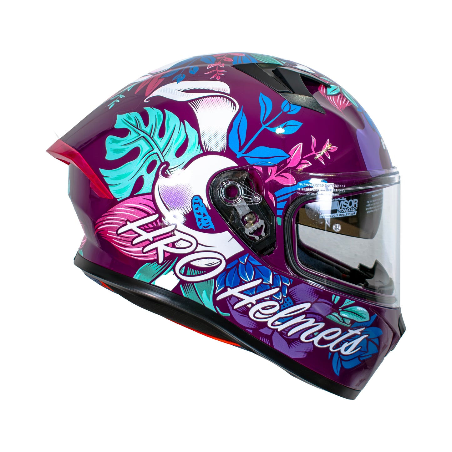 CASCO HRO 523DV FLOWERIST | PURPURA / FUCSIA VISOR TRAN | SKU: HRO-523-FLOWERFU-#