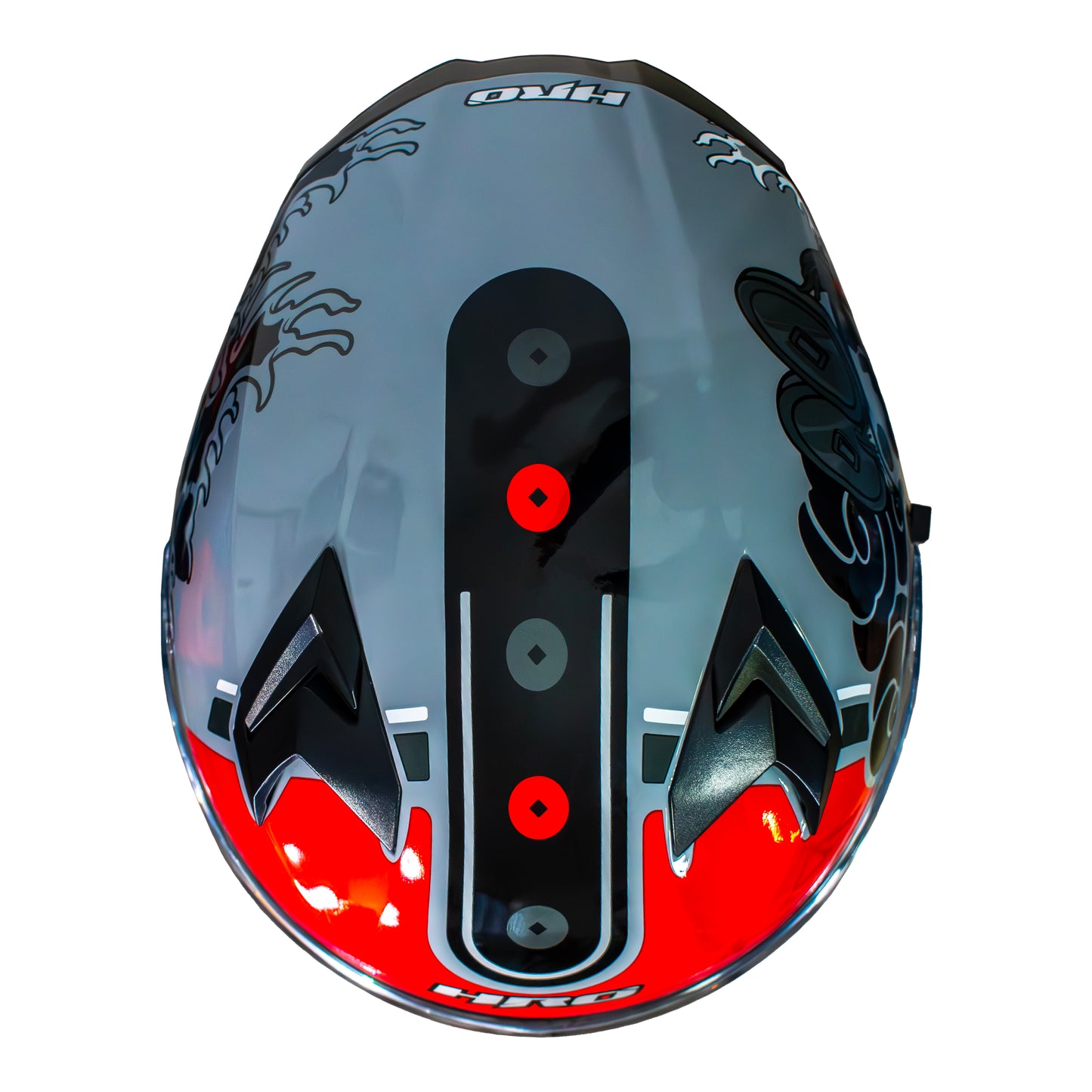 CASCO HRO 523DV HOKUSAI | GRIS/ROJO VISOR TRAN | SKU: HRO-523-HOKUSAIRJ-#