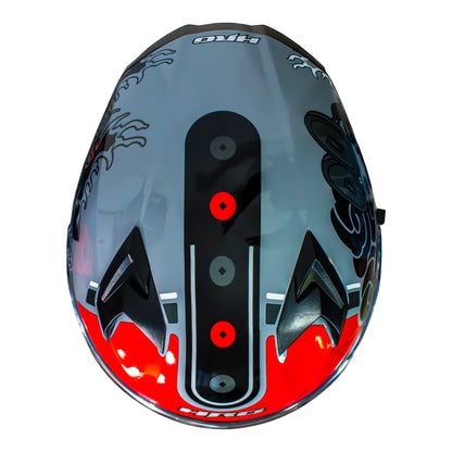 CASCO HRO 523DV HOKUSAI | GRIS/ROJO VISOR TRAN | SKU: HRO-523-HOKUSAIRJ-#