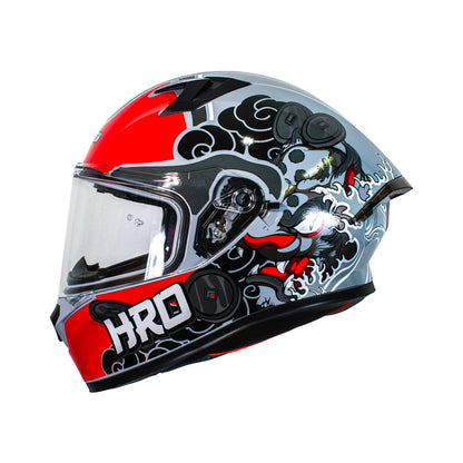 CASCO HRO 523DV HOKUSAI | GRIS/ROJO VISOR TRAN | SKU: HRO-523-HOKUSAIRJ-#