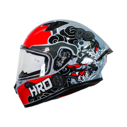 CASCO HRO 523DV HOKUSAI | GRIS/ROJO VISOR TRAN | SKU: HRO-523-HOKUSAIRJ-#