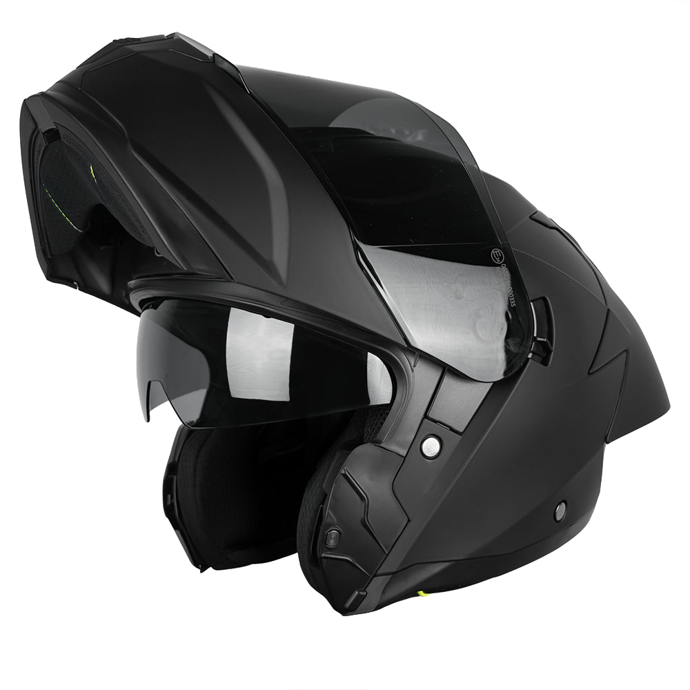 CASCO IMMORTALE FIBO NEGRO MATE CON VISOR OSCURO SKU: IMFIBMANEVO-#
