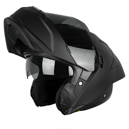 CASCO IMMORTALE FIBO NEGRO MATE CON VISOR OSCURO SKU: IMFIBMANEVO-#