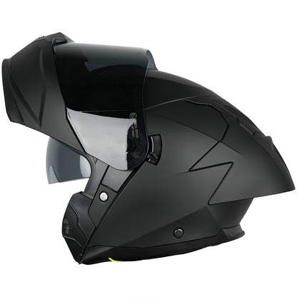 CASCO IMMORTALE FIBO NEGRO MATE CON VISOR OSCURO SKU: IMFIBMANEVO-#