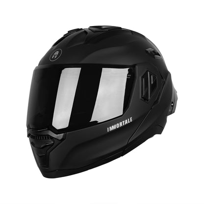 CASCO IMMORTALE SNAKE SOLIDO NEGRO MATE CON VISOR OSCURO SKU: IMSNMANEVO-#