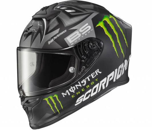 CASCO SCORPION EXO R1 AUR QUARTARO MONSTER ENERGY SILVER | SKU: 75-2140#