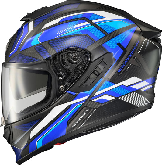 CASCO SCORPION EXO EXO-ST1400 EVO CARBON HELMET HEX MATTE BLUE | SKU: 75-3259#