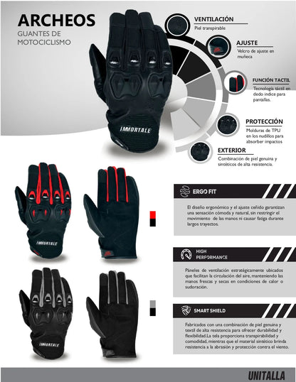 GUANTES IMMORTALE ARCHEOS ROJO | SKU: IMARCRJ-#