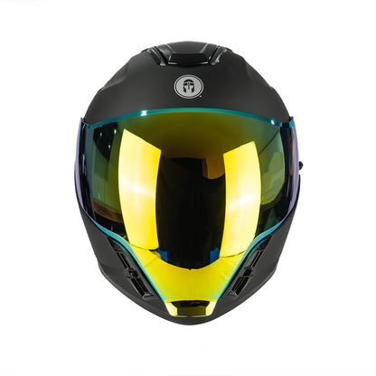 CASCO IMMORTALE AURUS NEGRO VISOR IRIDIUM DORADO | SKU: IMMAURBLGL-#
