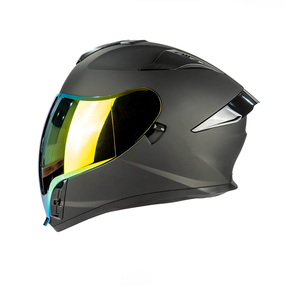CASCO IMMORTALE AURUS NEGRO VISOR IRIDIUM DORADO | SKU: IMMAURBLGL-#