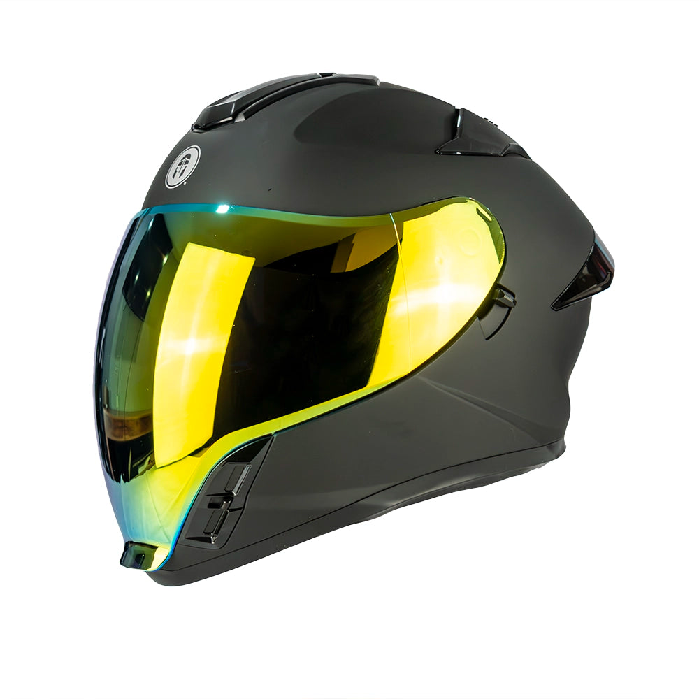 CASCO IMMORTALE AURUS NEGRO VISOR IRIDIUM DORADO | SKU: IMMAURBLGL-#