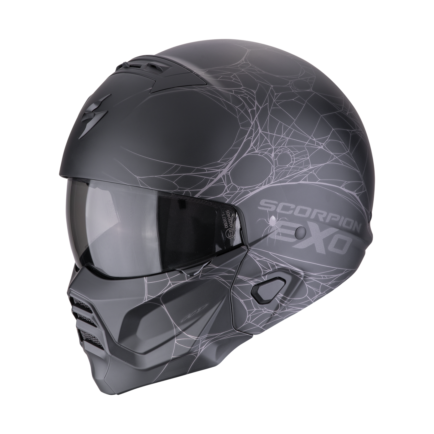 CASCO SCORPION EXO-COMBAT II SPIDER WEB MATT BLACK - SILVER SKU: 182-476-159-0#