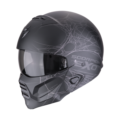 CASCO SCORPION EXO-COMBAT II SPIDER WEB MATT BLACK - SILVER SKU: 182-476-159-0#