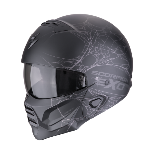 CASCO SCORPION EXO-COMBAT II SPIDER WEB MATT BLACK - SILVER SKU: 182-476-159-0#