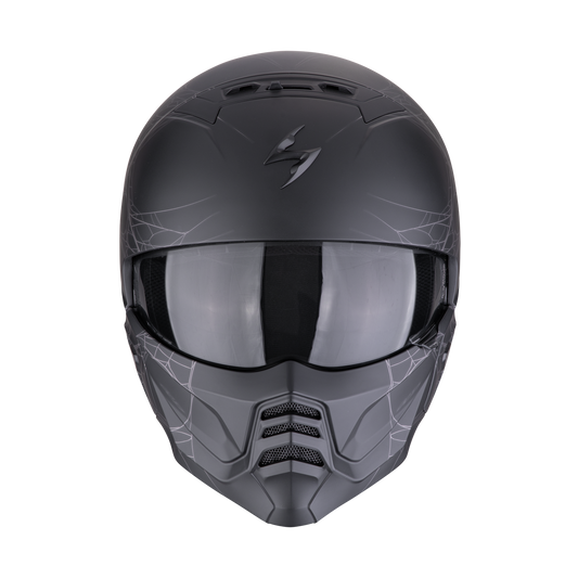 CASCO SCORPION EXO-COMBAT II SPIDER WEB MATT BLACK - SILVER SKU: 182-476-159-0#