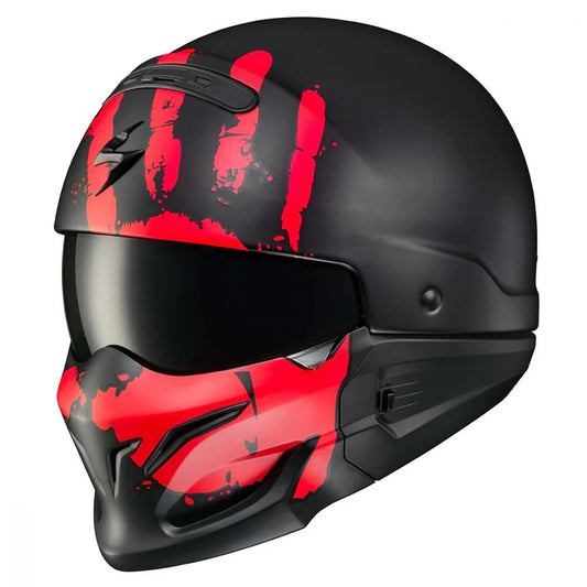 COVERT OPEN-FACE HELMET URUK | BLACK RED MATTE | SKU: 75-2132#