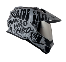 CASCO HRO MX330 WRITTER GRIS/NEGRO-VISOR PLATA  SKU: HROMX330WRGNPL-#