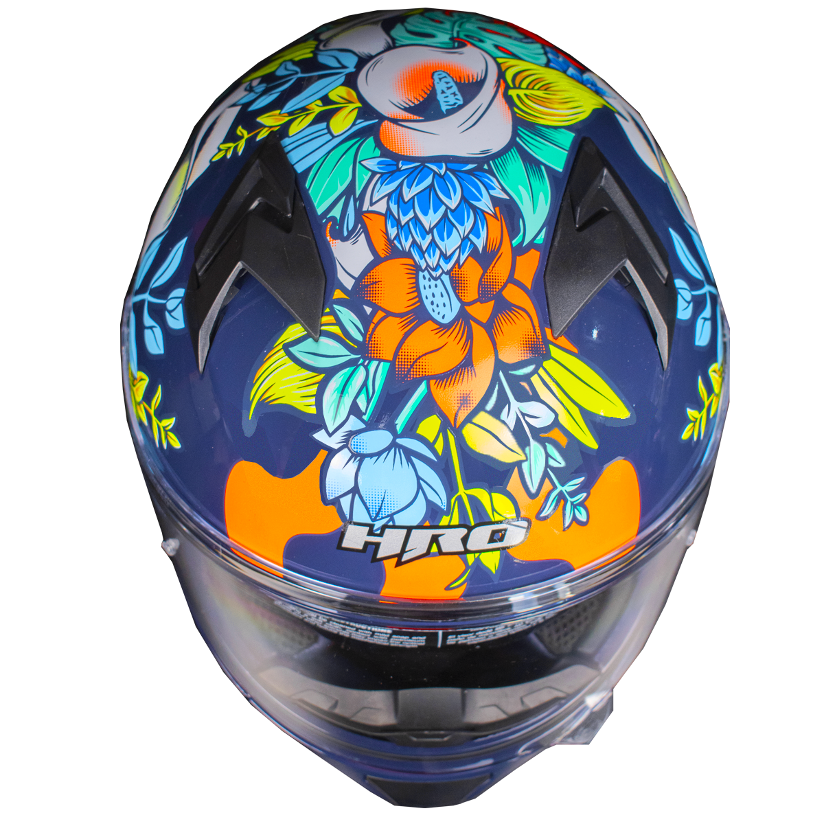 CASCO HRO 523DV FLOWERIST | AZUL/AMARILLO VISOR TR | SKU: HRO-523-FLOWERAZ-#