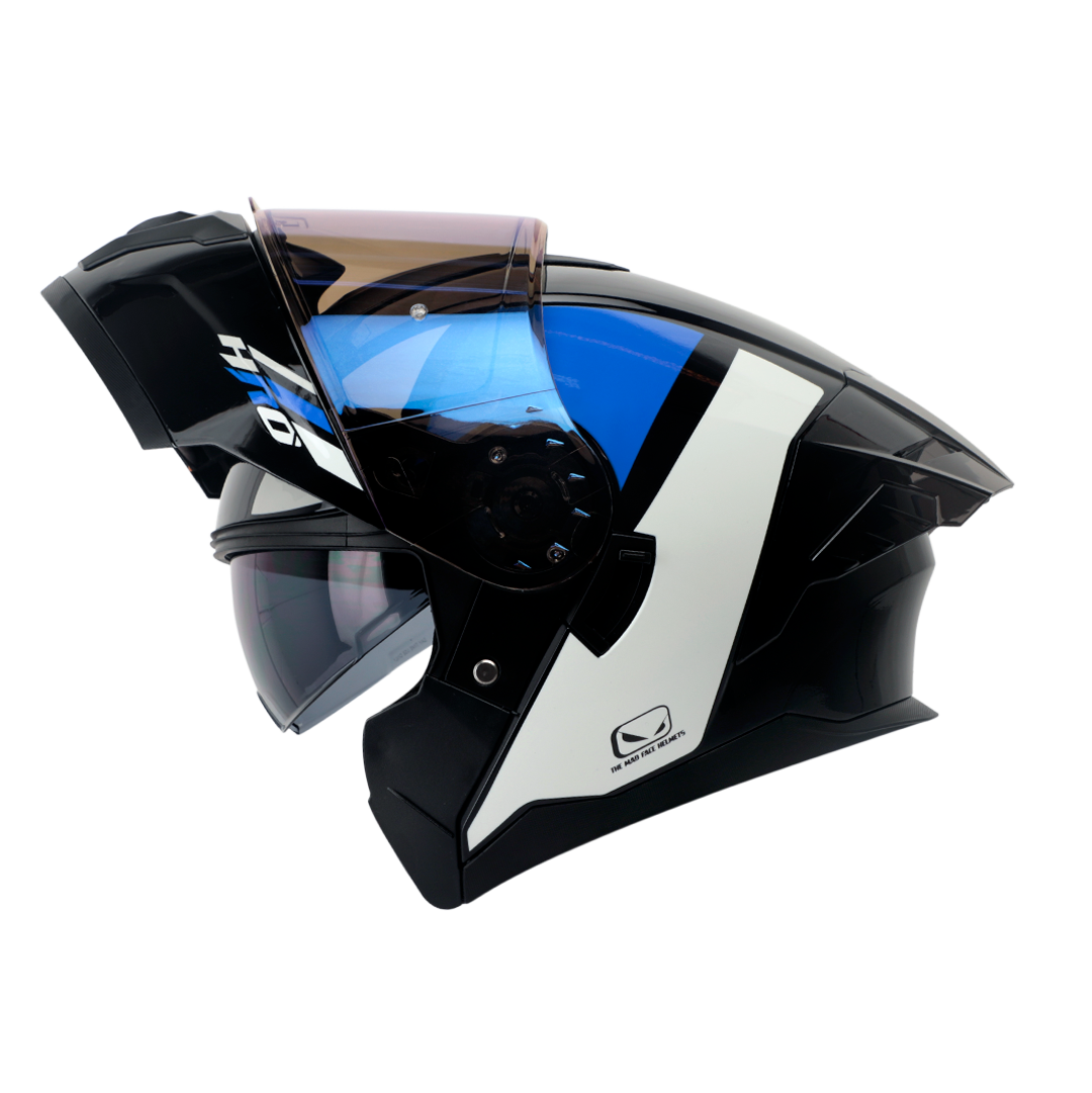 CASCO HRO 3480DV EVO RACESPEC AZUL / BLANCO BRILLO | SKU: H3480EVRAHAZBC#