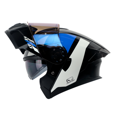 CASCO HRO 3480DV EVO RACESPEC AZUL / BLANCO BRILLO | SKU: H3480EVRAHAZBC#